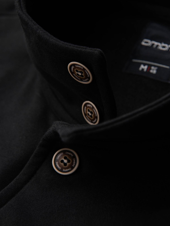 Ombre Clothing Moška jopica na gumbe z visokim ovratnikom - črna V6 OM-SSZP-0240 Ombre Clothing