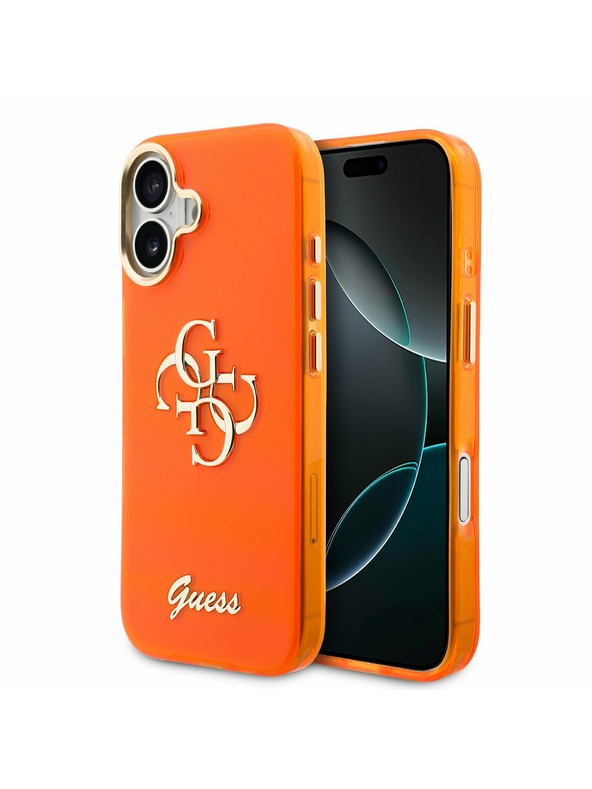 Guess Guess IML 4G Script Metal Logo Zadnji Ovitek za iPhone 17 Orange