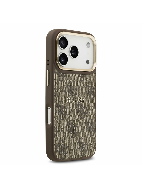 Guess Guess PU Leather 4G Gold Frame MagSafe Zadnji Ovitek za iPhone 17 Pro Brown
