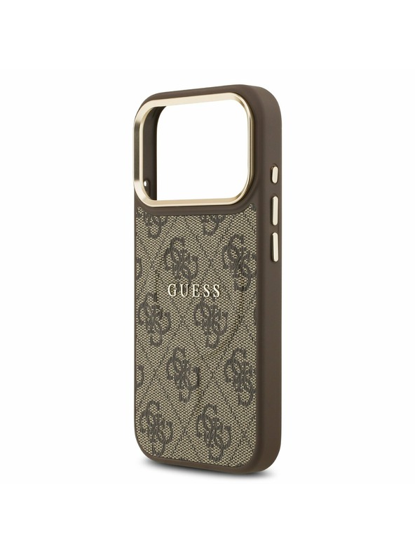 Guess Guess PU Leather 4G Gold Frame MagSafe Zadnji Ovitek za iPhone 17 Pro Brown