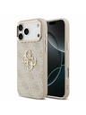 Guess Guess PU Leather 4G Metal Logo Gold Frame Zadnji Ovitek za iPhone 17 Pro Max Pink