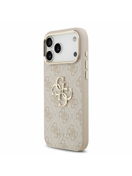 Guess Guess PU Leather 4G Metal Logo Gold Frame Zadnji Ovitek za iPhone 17 Pro Max Pink
