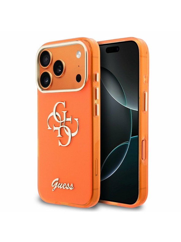 Guess Guess IML 4G Script Metal Logo Zadnji Ovitek za iPhone 17 Pro Max Orange