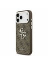 Guess Guess PU 4G Metal Logo Zadnji Ovitek za iPhone 17 Pro Max Silver Brown