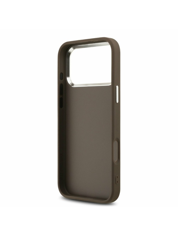 Guess Guess PU 4G Metal Logo Zadnji Ovitek za iPhone 17 Pro Max Silver Brown