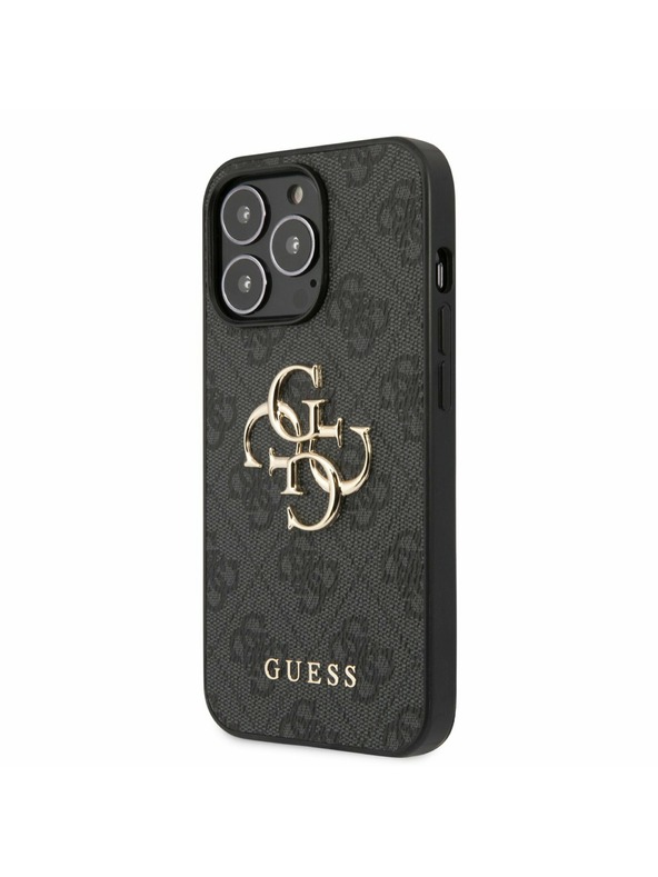Guess PU 4G Metal Logo Zadní Kryt pro iPhone 13 Pro Grey Ovitek za telefon
