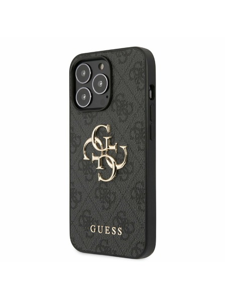 Guess PU 4G Metal Logo Zadní Kryt pro iPhone 13 Pro Grey Ovitek za telefon