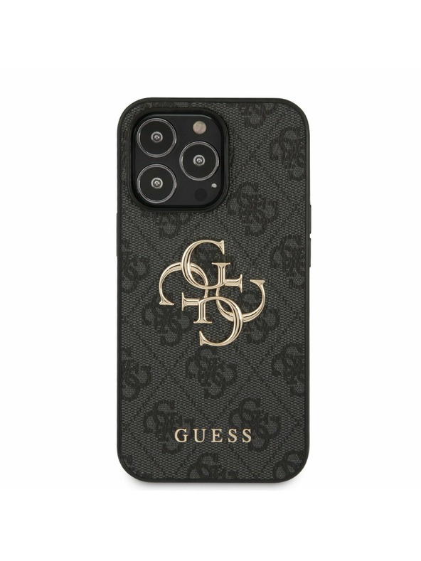 Guess PU 4G Metal Logo Zadní Kryt pro iPhone 13 Pro Grey Ovitek za telefon