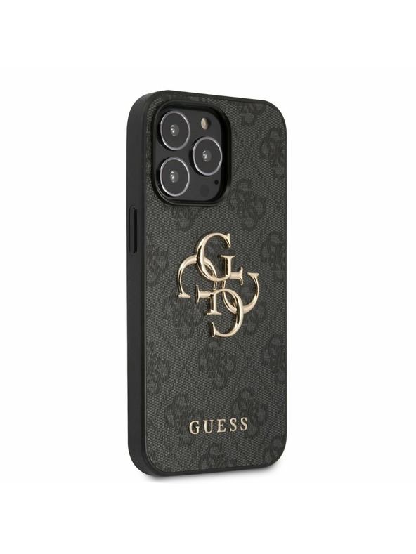 Guess PU 4G Metal Logo Zadní Kryt pro iPhone 13 Pro Grey Ovitek za telefon