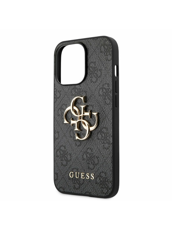 Guess PU 4G Metal Logo Zadní Kryt pro iPhone 13 Pro Grey Ovitek za telefon