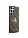 Guess Guess PU 4G kovinski logotip zadnji pokrov za Samsung Galaxy S23 Ultra Brown