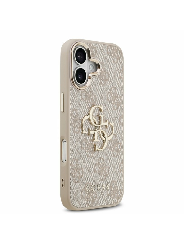 Guess Guess PU Leather 4G Metal Logo Gold Frame Zadnji Ovitek za iPhone 17 Pink