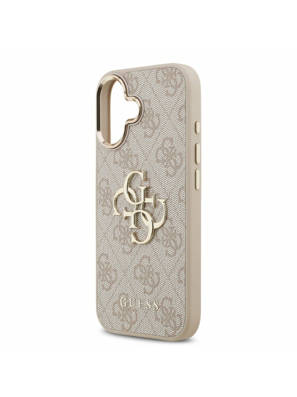 Guess Guess PU Leather 4G Metal Logo Gold Frame Zadnji Ovitek za iPhone 17 Pink