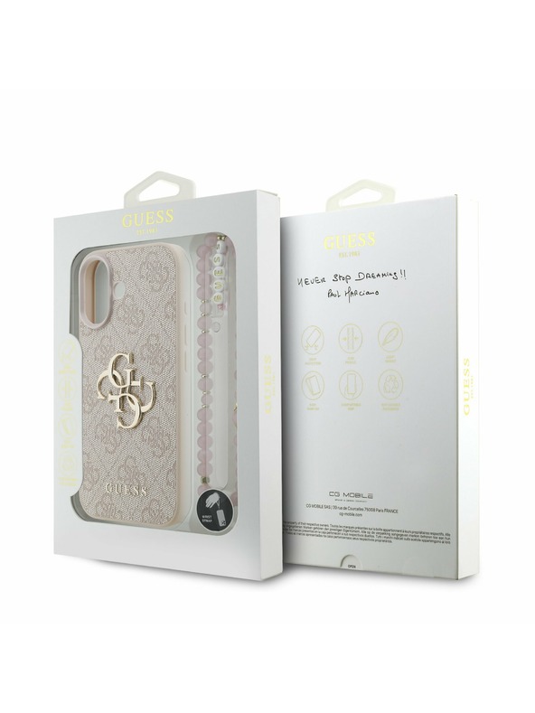 Guess Guess PU 4G Metal Logo Strap Zadnji Ovitek za iPhone 17 Pink
