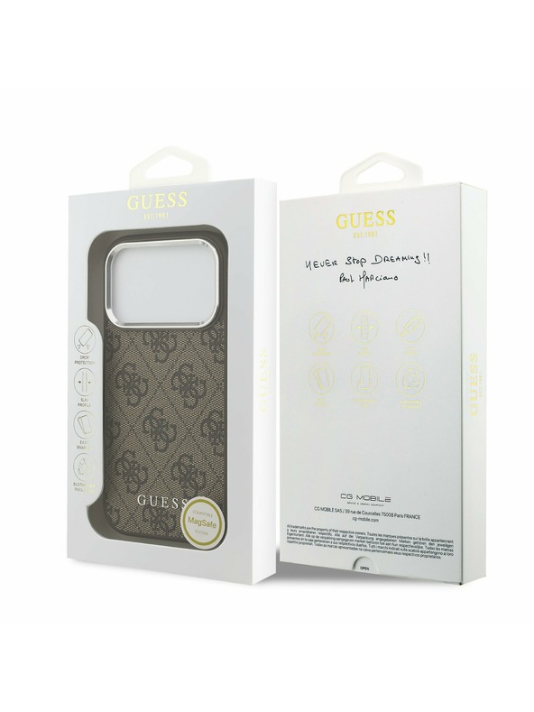 Guess Guess 4G MagSafe Zadnji Ovitek za iPhone 17 Pro Brown