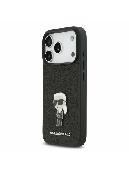 Karl Lagerfeld Karl Lagerfeld Fixed Glitter Metal Ikonik Zadnji Ovitek za iPhone 17 Pro Black