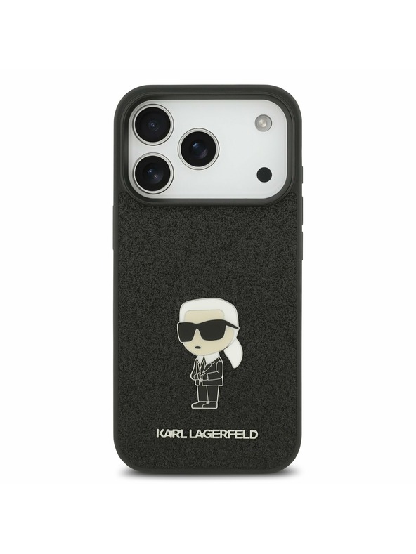 Karl Lagerfeld Karl Lagerfeld Fixed Glitter Metal Ikonik Zadnji Ovitek za iPhone 17 Pro Black