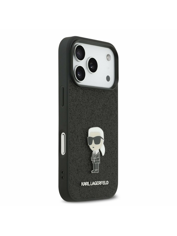 Karl Lagerfeld Karl Lagerfeld Fixed Glitter Metal Ikonik Zadnji Ovitek za iPhone 17 Pro Black