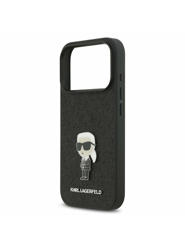 Karl Lagerfeld Karl Lagerfeld Fixed Glitter Metal Ikonik Zadnji Ovitek za iPhone 17 Pro Black