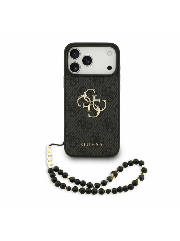 Guess Guess PU 4G Metal Logo Strap Zadnji Ovitek za iPhone 17 Pro Max Black