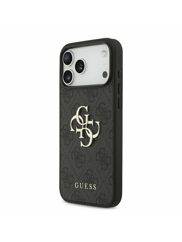 Guess Guess PU 4G Metal Logo Strap Zadnji Ovitek za iPhone 17 Pro Max Black
