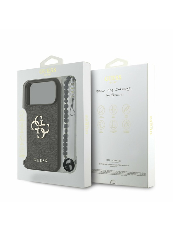 Guess Guess PU 4G Metal Logo Strap Zadnji Ovitek za iPhone 17 Pro Max Black