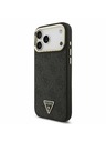Guess Guess PU Leather 4G Strass Triangle Logo Gold Frame MagSafe Zadnji Ovitek za iPhone 17 Pro Max Black