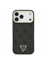 Guess Guess PU Leather 4G Strass Triangle Logo Gold Frame MagSafe Zadnji Ovitek za iPhone 17 Pro Max Black