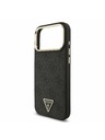 Guess Guess PU Leather 4G Strass Triangle Logo Gold Frame MagSafe Zadnji Ovitek za iPhone 17 Pro Max Black