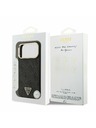 Guess Guess PU Leather 4G Strass Triangle Logo Gold Frame MagSafe Zadnji Ovitek za iPhone 17 Pro Max Black