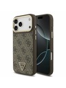 Guess Guess PU Leather 4G Strass Triangle Logo Gold Frame MagSafe Zadnji Ovitek za iPhone 17 Pro Max Brown