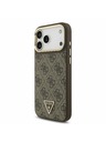 Guess Guess PU Leather 4G Strass Triangle Logo Gold Frame MagSafe Zadnji Ovitek za iPhone 17 Pro Max Brown