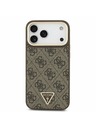 Guess Guess PU Leather 4G Strass Triangle Logo Gold Frame MagSafe Zadnji Ovitek za iPhone 17 Pro Max Brown