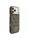 Guess Guess PU Leather 4G Strass Triangle Logo Gold Frame MagSafe Zadnji Ovitek za iPhone 17 Pro Max Brown