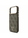 Guess Guess PU Leather 4G Strass Triangle Logo Gold Frame MagSafe Zadnji Ovitek za iPhone 17 Pro Max Brown