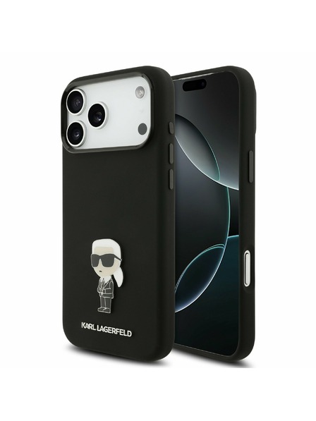 Karl Lagerfeld Karl Lagerfeld Liquid Silicone Metal Ikonik Zadnji Ovitek za iPhone 17 Pro Max Black