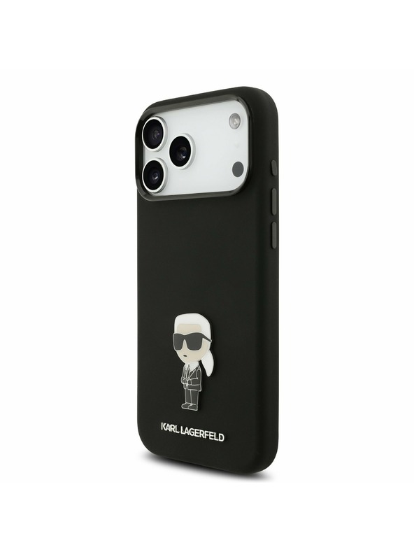 Karl Lagerfeld Karl Lagerfeld Liquid Silicone Metal Ikonik Zadnji Ovitek za iPhone 17 Pro Max Black