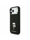 Karl Lagerfeld Karl Lagerfeld Liquid Silicone Metal Ikonik Zadnji Ovitek za iPhone 17 Pro Max Black