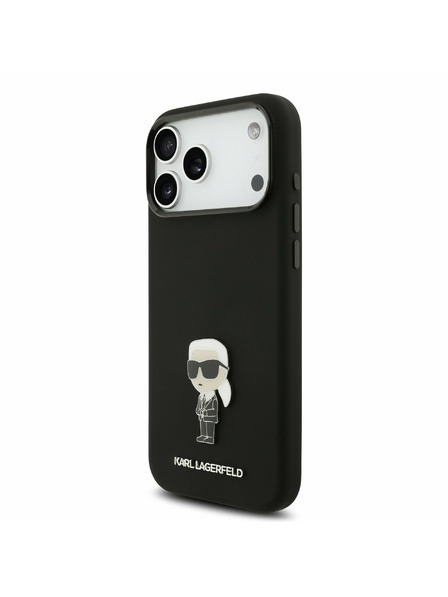 Karl Lagerfeld Karl Lagerfeld Liquid Silicone Metal Ikonik Zadnji Ovitek za iPhone 17 Pro Max Black