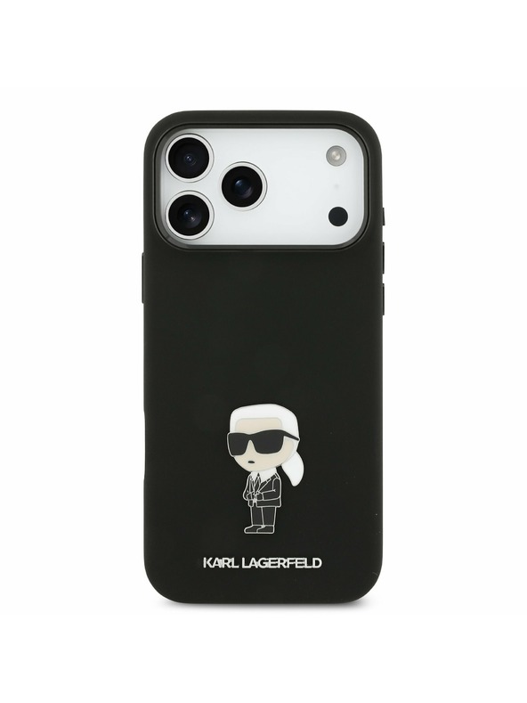 Karl Lagerfeld Karl Lagerfeld Liquid Silicone Metal Ikonik Zadnji Ovitek za iPhone 17 Pro Max Black