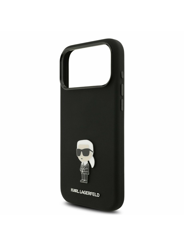Karl Lagerfeld Karl Lagerfeld Liquid Silicone Metal Ikonik Zadnji Ovitek za iPhone 17 Pro Max Black