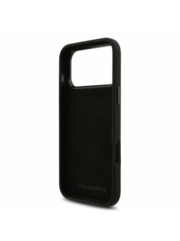Karl Lagerfeld Karl Lagerfeld Liquid Silicone Metal Ikonik Zadnji Ovitek za iPhone 17 Pro Max Black