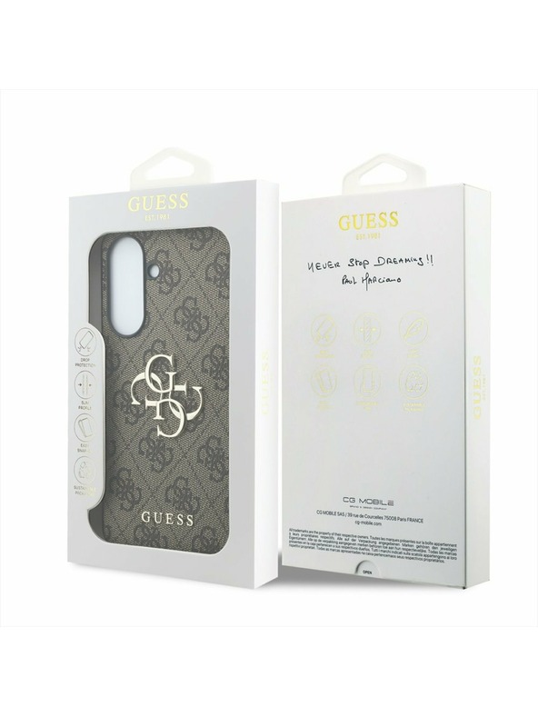 Guess Guess PU 4G Metal Logo Zadnji Ovitek za Samsung Galaxy A37 Brown