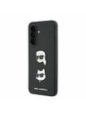 Karl Lagerfeld Karl Lagerfeld Liquid Silicone Metal Karl and Choupette Zadnji Ovitek za Samsung Galaxy A37 Black
