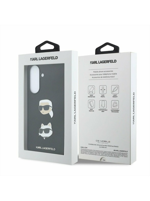 Karl Lagerfeld Karl Lagerfeld Liquid Silicone Metal Karl and Choupette Zadnji Ovitek za Samsung Galaxy A37 Black