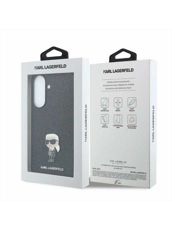 Karl Lagerfeld Karl Lagerfeld Fixed Glitter Metal Ikonik Zadnji Ovitek za Samsung Galaxy A57 Black