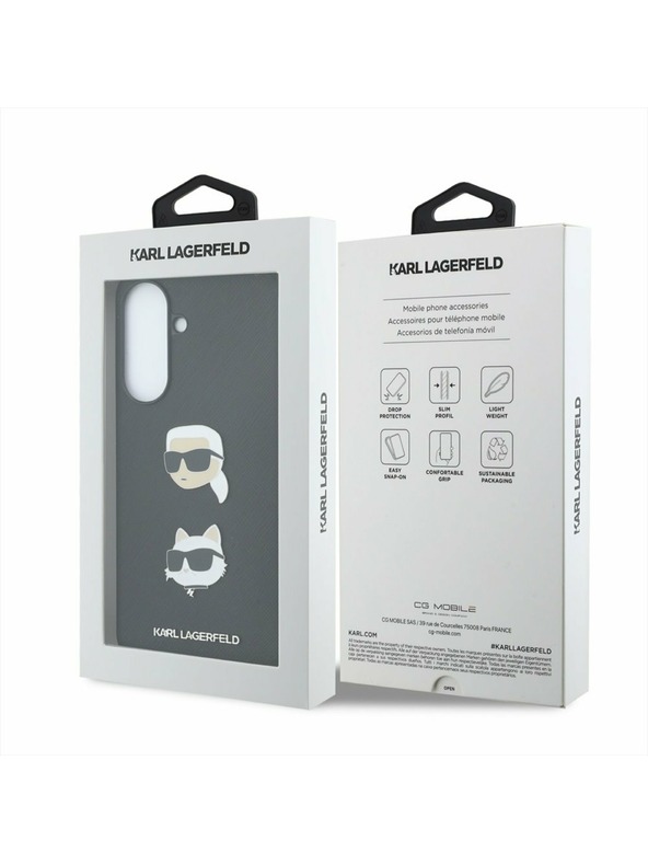 Karl Lagerfeld Karl Lagerfeld Liquid Silicone Metal Karl and Choupette Zadnji Ovitek za Samsung Galaxy A57 Black