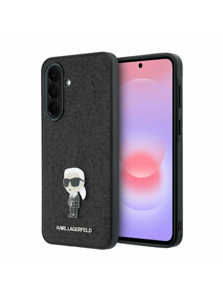 Karl Lagerfeld Karl Lagerfeld Fixed Glitter Metal Ikonik Zadnji Ovitek za Samsung Galaxy A37 Black