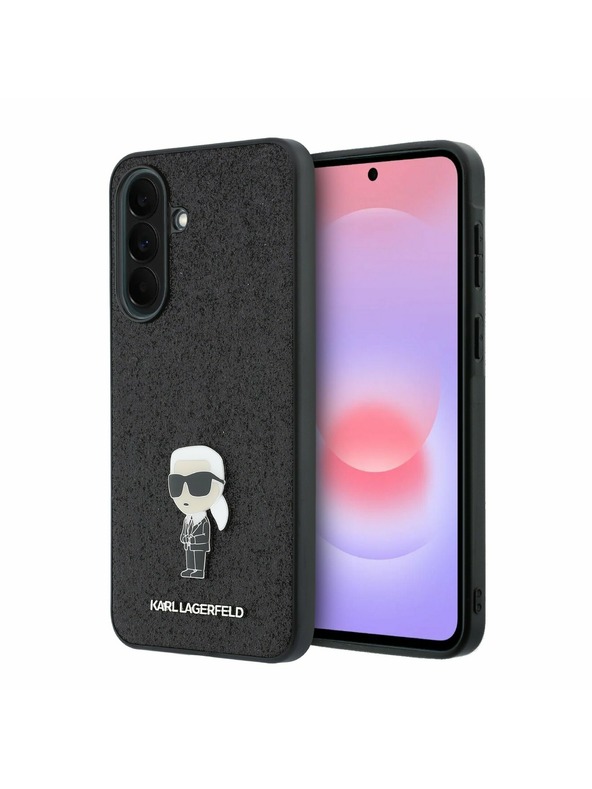 Karl Lagerfeld Karl Lagerfeld Fixed Glitter Metal Ikonik Zadnji Ovitek za Samsung Galaxy A37 Black