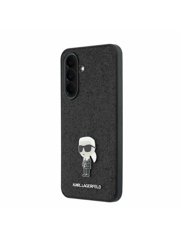 Karl Lagerfeld Karl Lagerfeld Fixed Glitter Metal Ikonik Zadnji Ovitek za Samsung Galaxy A37 Black